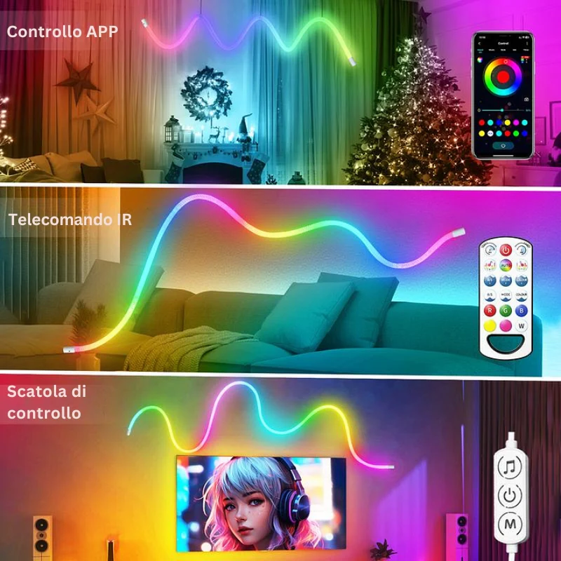 LumiRope - Luce Flessibile In Silicone RGB Intelligente a 360 Gradi - Image 2