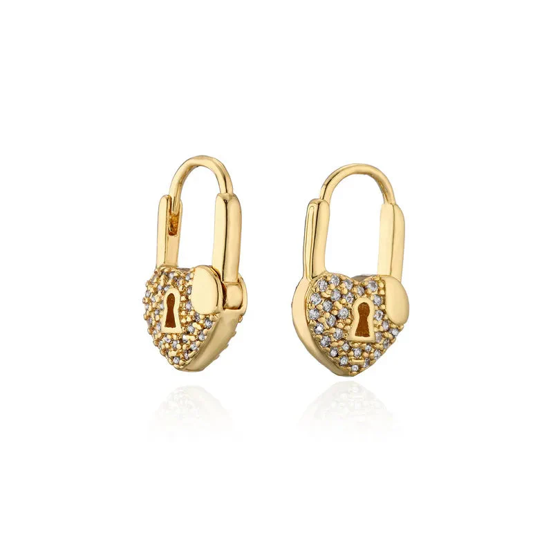 LuxeHeart - Orecchini a Cerchio con Cuore e Chiusura a Lucchetto - Image 10