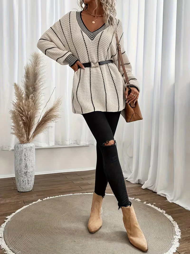 Lykke - Maglione Sovradimensionato a Righe Con Scollo a V - Image 3