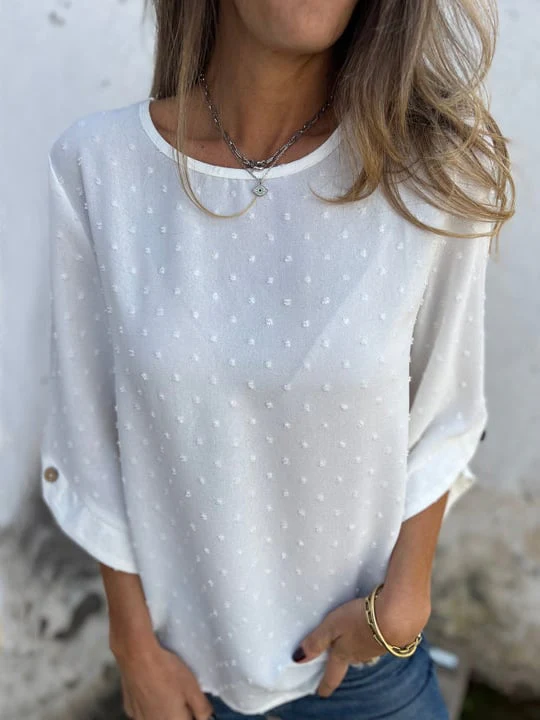 Lyutsiya - Camicia Casuale Con Polsini Grandi Ricamati A Girocollo - Image 2