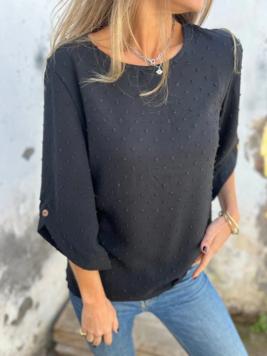 Lyutsiya - Camicia Casuale Con Polsini Grandi Ricamati A Girocollo - Image 4