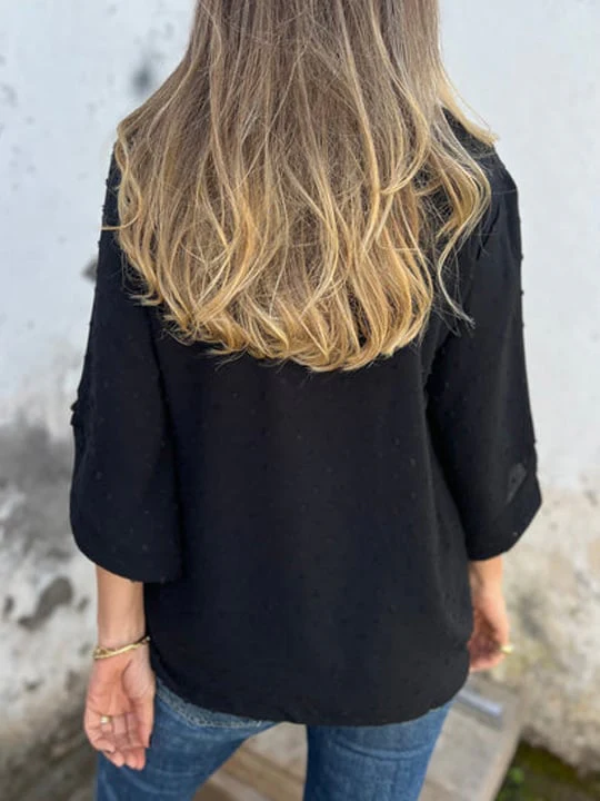 Lyutsiya - Camicia Casuale Con Polsini Grandi Ricamati A Girocollo - Image 7