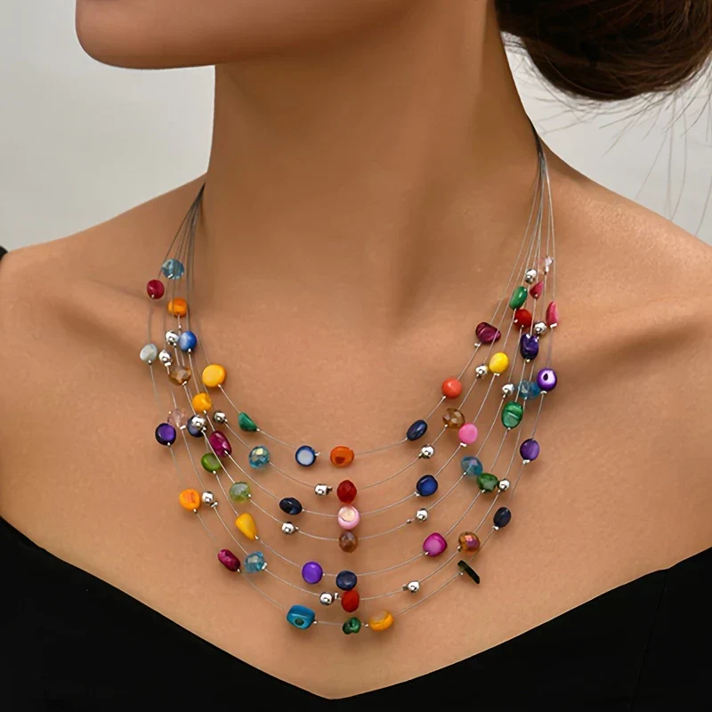 Mabelline - Elegante Collana Bohémien a Più Fili con Gerline