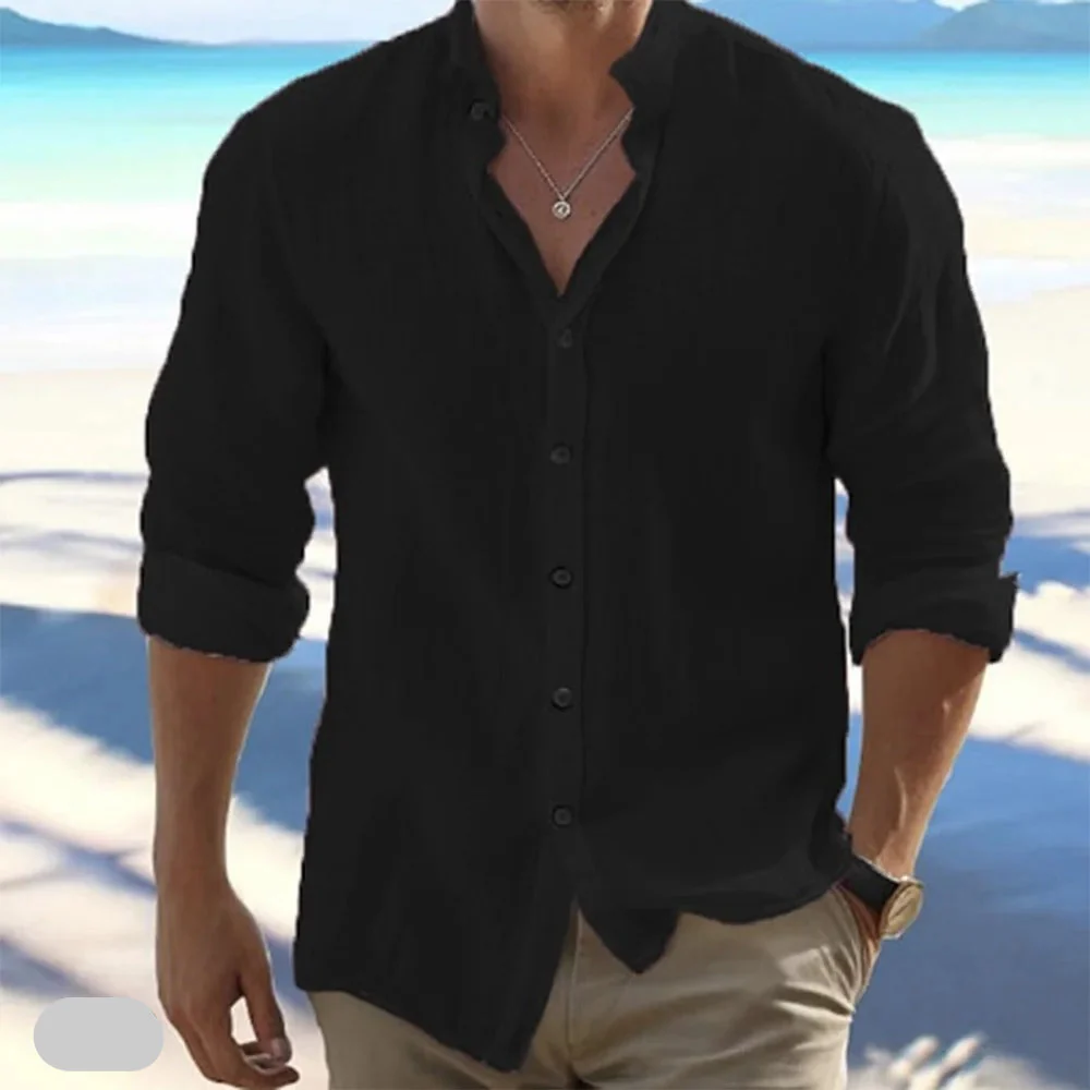 Macsen - Camicia Casuale Da Spiaggia Con Colletto Rialzato