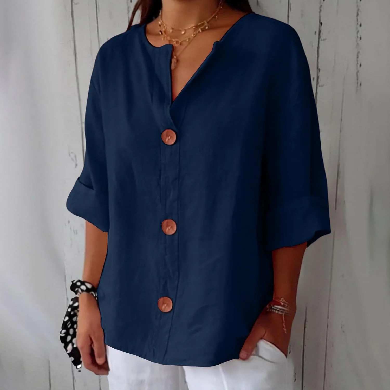Maeve - Camicia Con Scollo a V In Cotone e Lino - Image 11