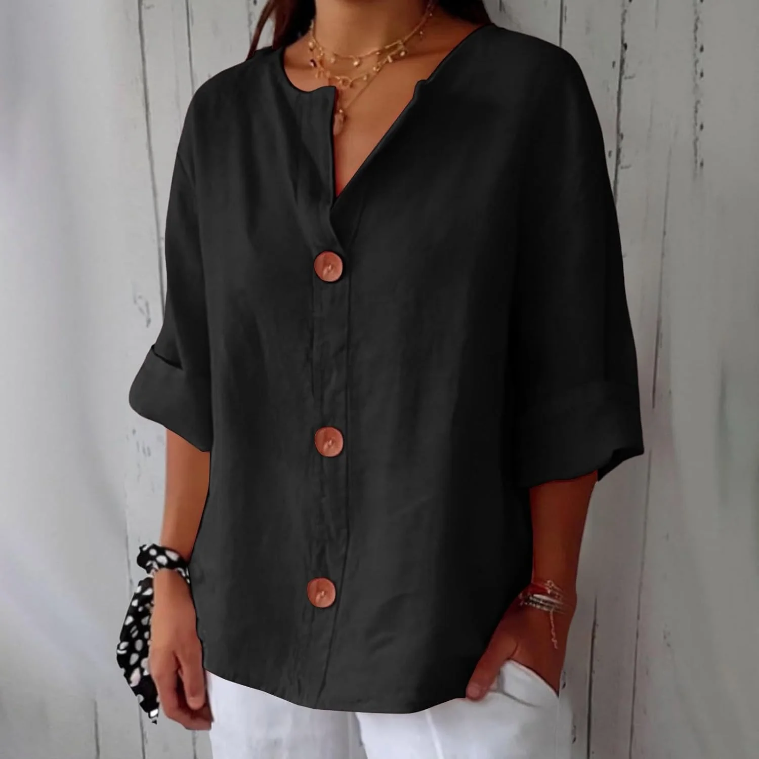 Maeve - Camicia Con Scollo a V In Cotone e Lino - Image 12