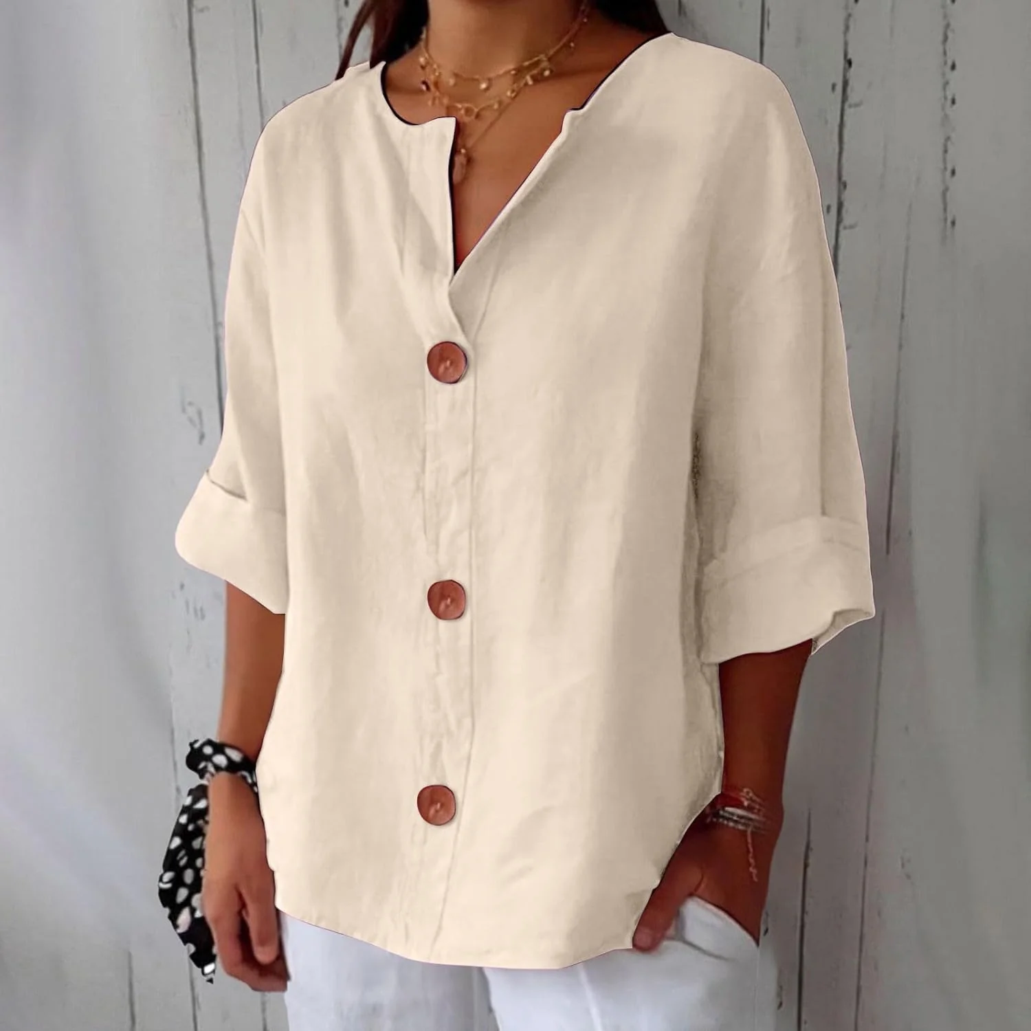 Maeve - Camicia Con Scollo a V In Cotone e Lino - Image 2