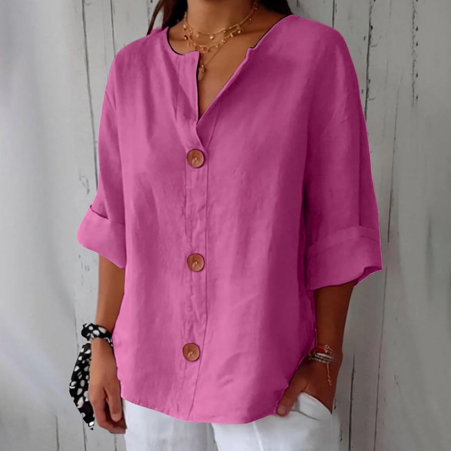 Maeve - Camicia Con Scollo a V In Cotone e Lino - Image 4
