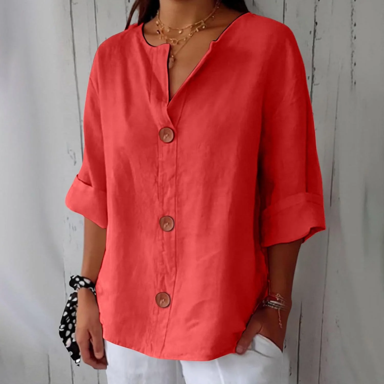 Maeve - Camicia Con Scollo a V In Cotone e Lino - Image 5