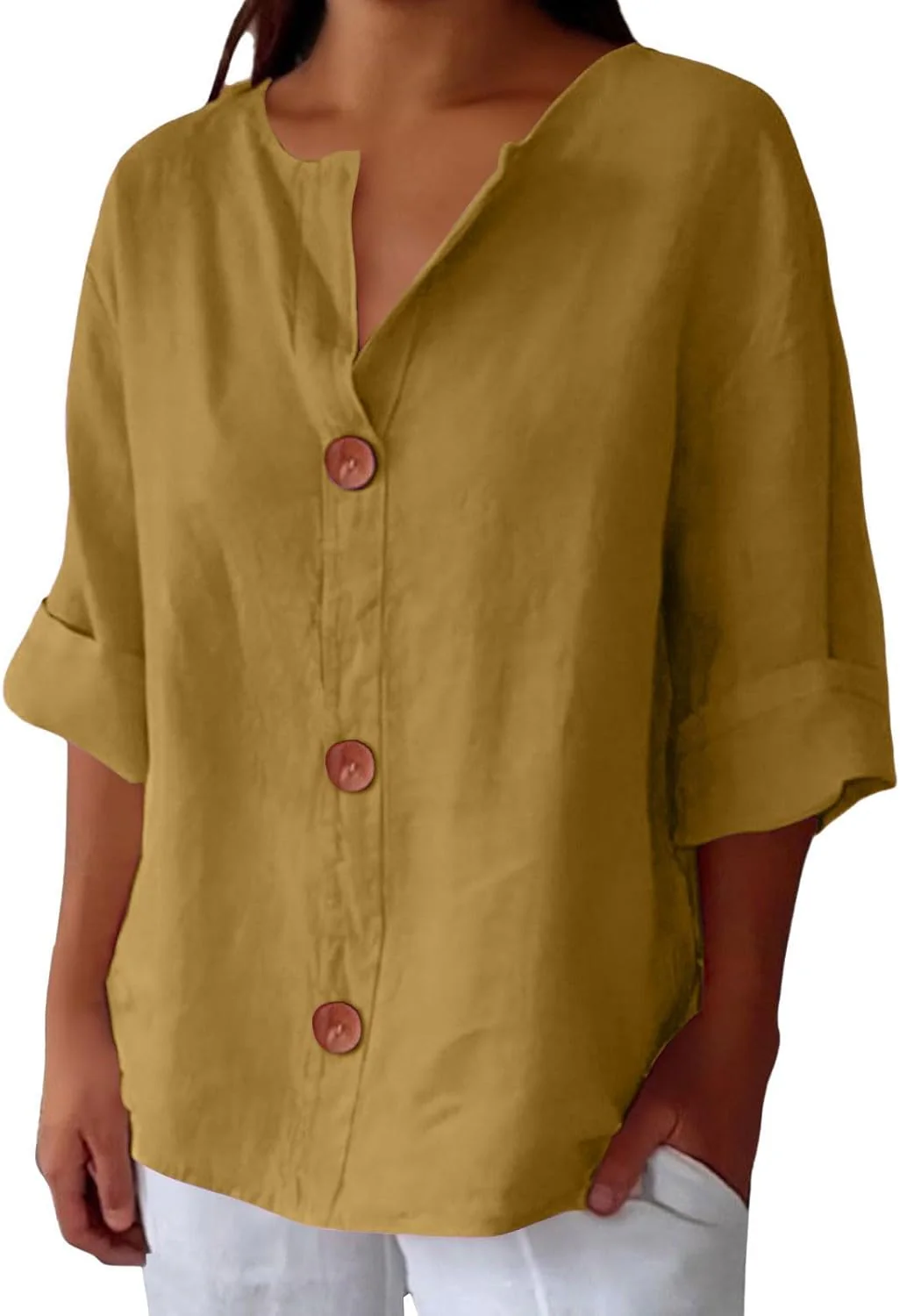Maeve - Camicia Con Scollo a V In Cotone e Lino - Image 7