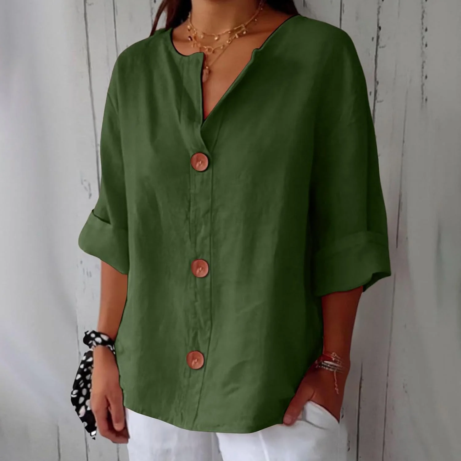 Maeve - Camicia Con Scollo a V In Cotone e Lino - Image 8