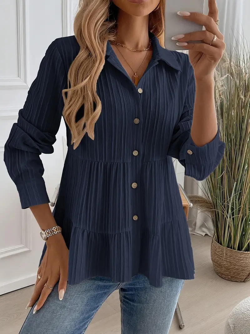 Majlinda - Elegante Camicia a Maniche Lunghe Con Bottoni - Image 4