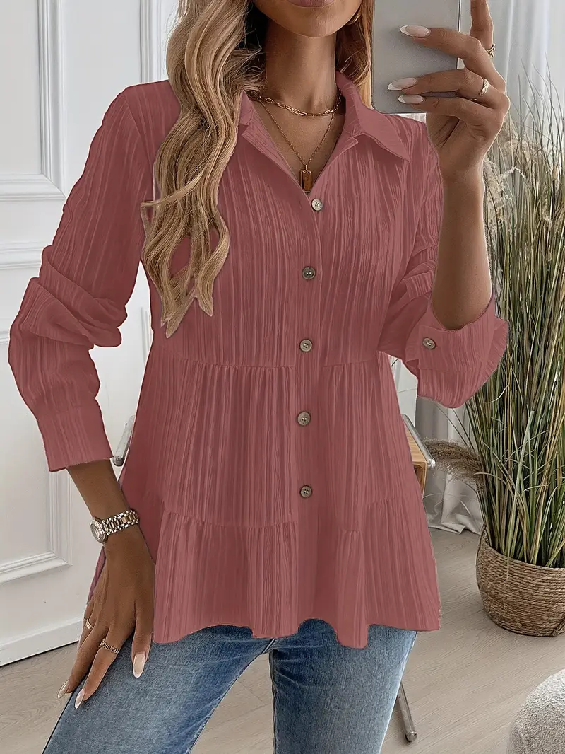 Majlinda - Elegante Camicia a Maniche Lunghe Con Bottoni - Image 5