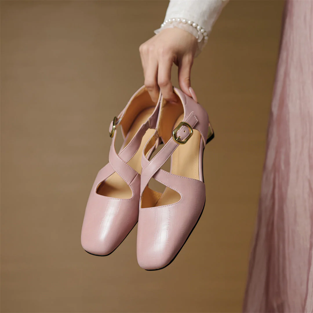 Malena - Scarpe in Pelle Con Cinturini Incrociati - Image 9