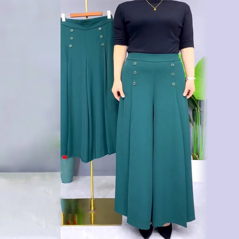 Malou - Elegante Plissettato Gamba Larga Pantalone - Image 13