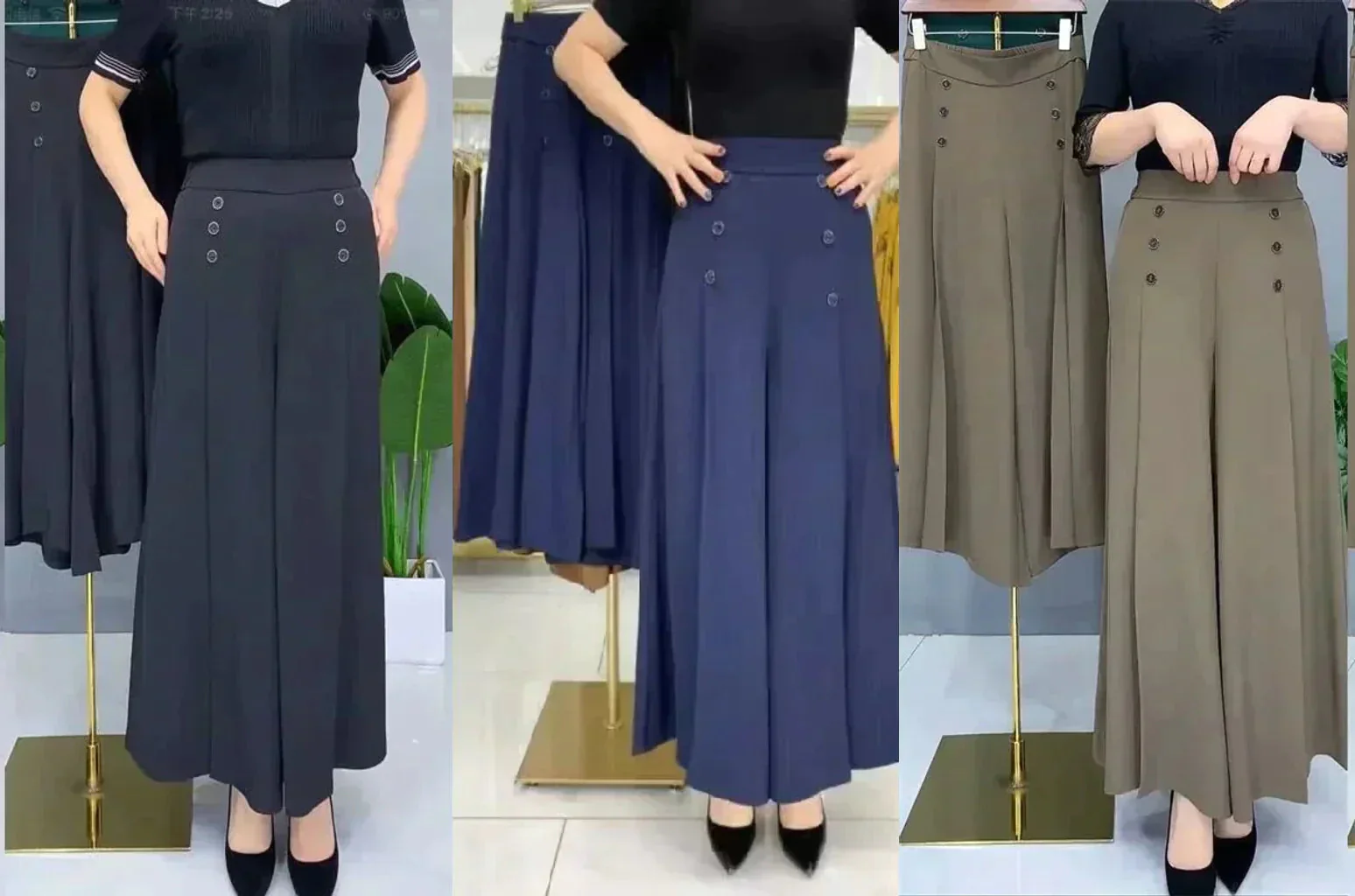 Malou - Elegante Plissettato Gamba Larga Pantalone - Image 18