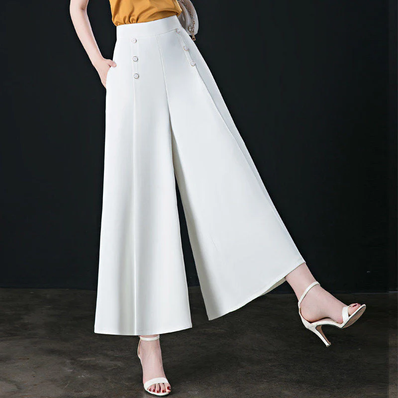 Malou - Elegante Plissettato Gamba Larga Pantalone - Image 5