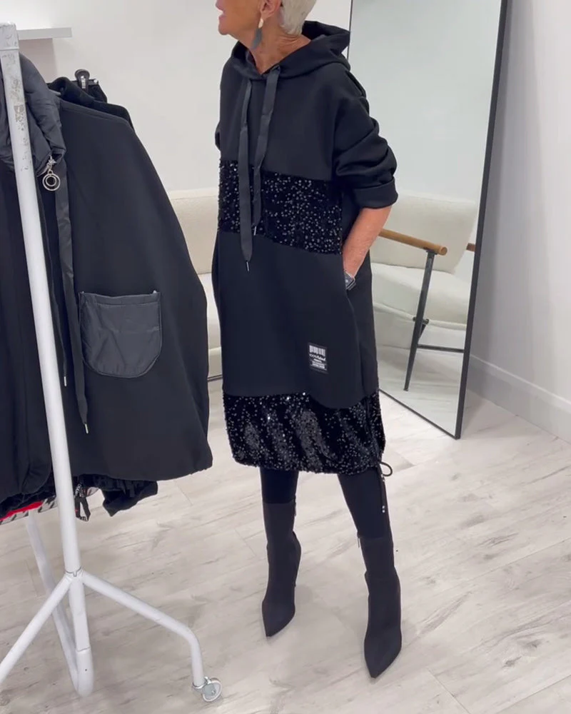Mansherry - Abito Con Cappuccio Patchwork Alla Moda - Image 6