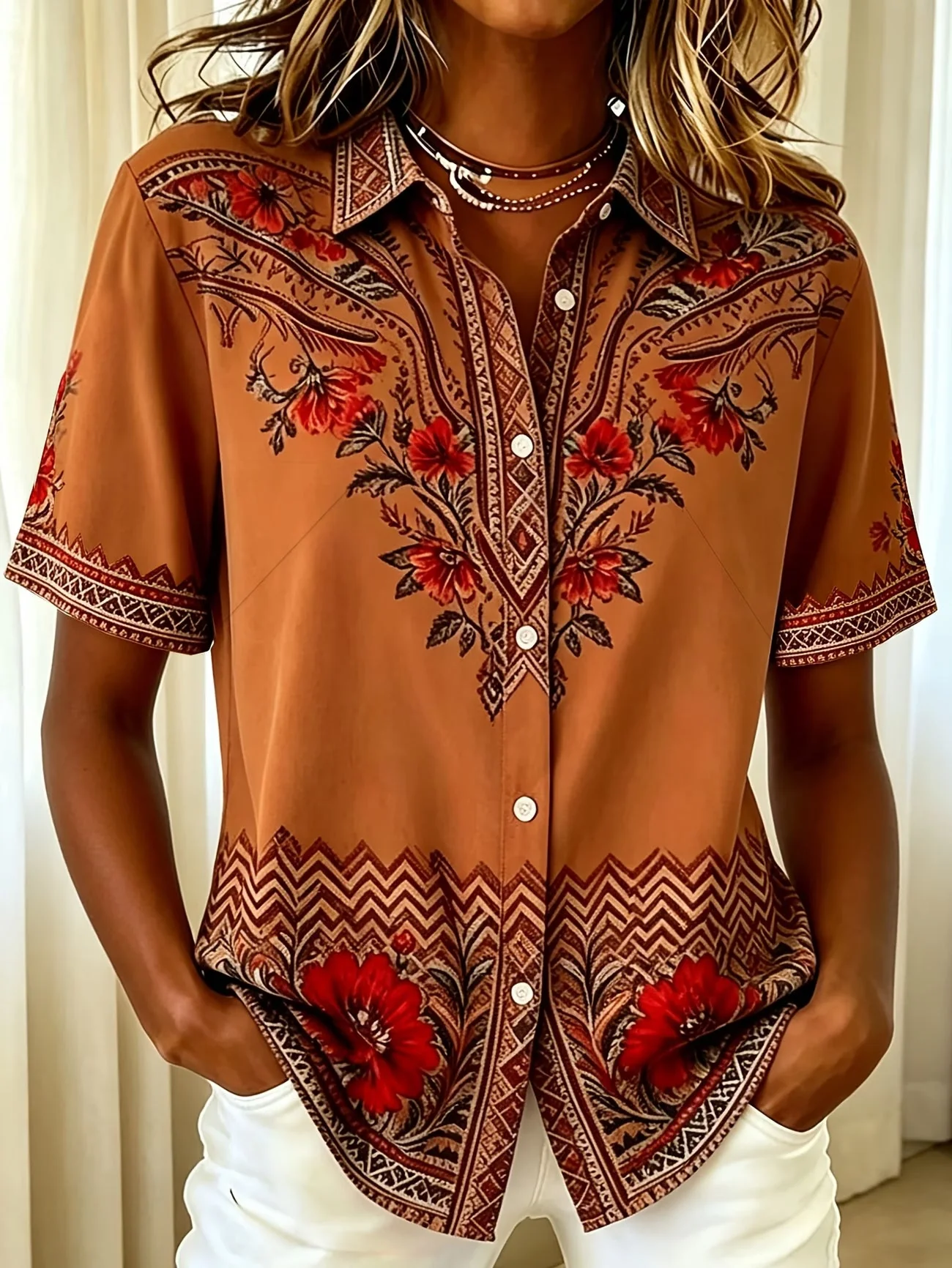 Marcelena - Camicia Casual a Maniche Corte Con Bottoni - Image 7