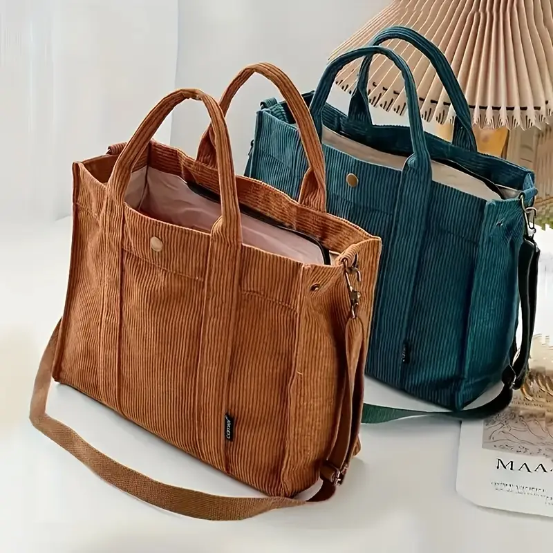 Marella - Borsa Tote In Velluto a Coste Di Ispirazione Vintage - Image 9
