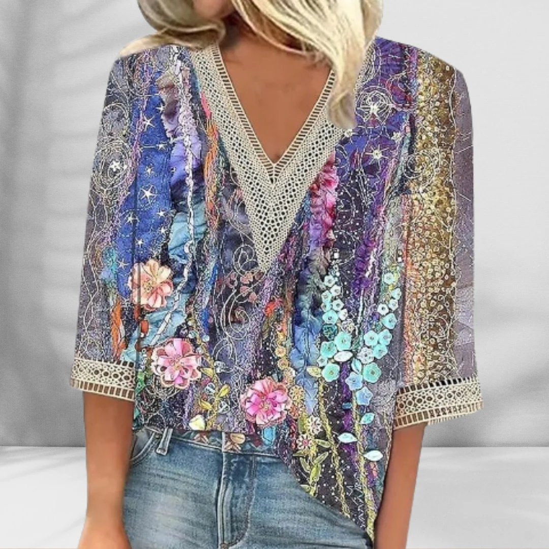 Maricela - Camicetta Boho Con Motivi Floreali E Maniche Lunghe - Image 2