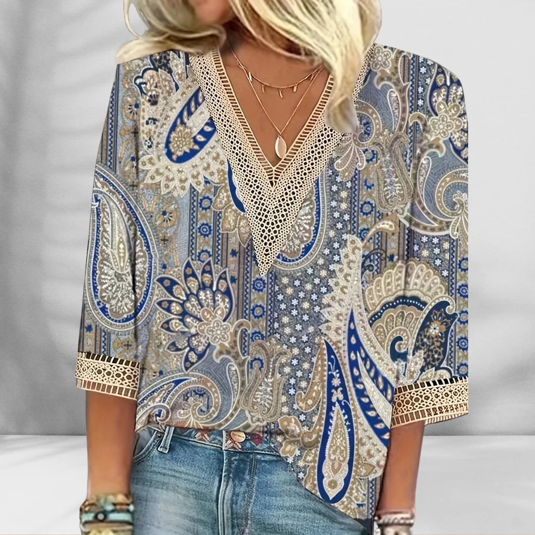 Maricela - Camicetta Boho Con Motivi Floreali E Maniche Lunghe - Image 6