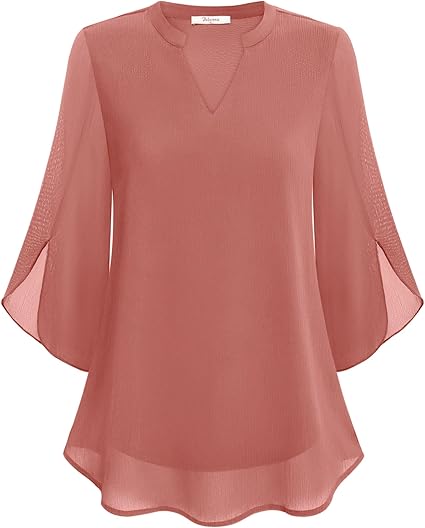 Marijana - Camicetta In Chiffon Con Scollo a V e Linea Ad A - Image 10