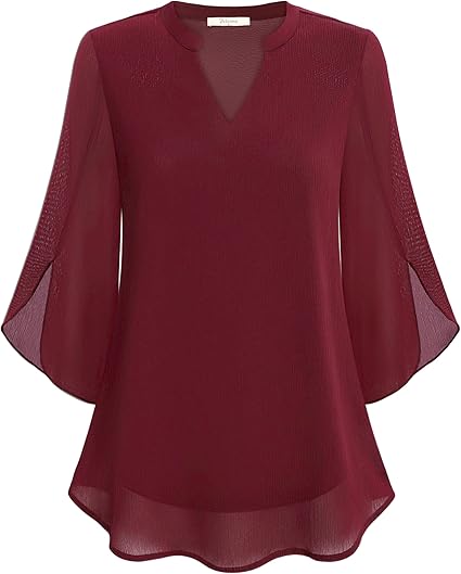 Marijana - Camicetta In Chiffon Con Scollo a V e Linea Ad A - Image 11