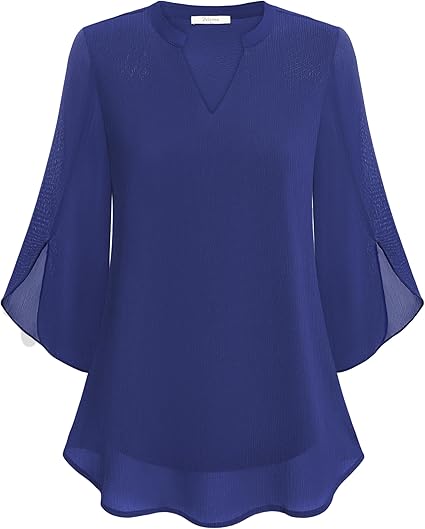 Marijana - Camicetta In Chiffon Con Scollo a V e Linea Ad A - Image 12