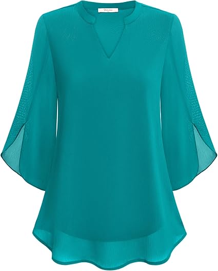 Marijana - Camicetta In Chiffon Con Scollo a V e Linea Ad A - Image 9