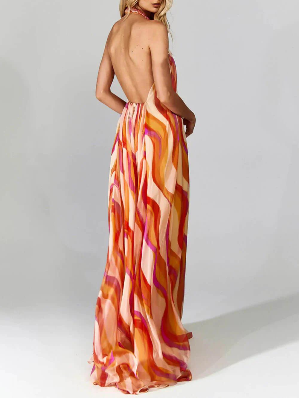 Marlyn - Abito Lungo Senza Schienale con Scollo all'Americana - Image 3