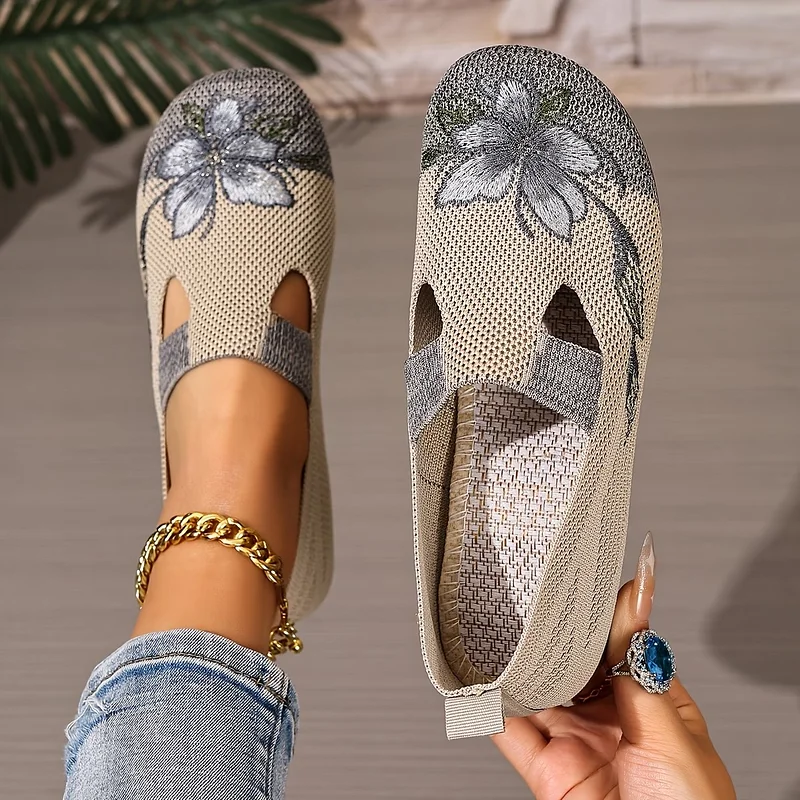 Martine – Scarpe In Maglia Traspirante Con Ricami Floreali - Image 2
