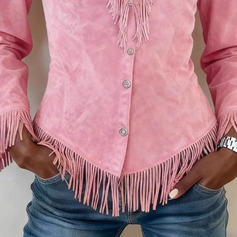 Masika - Camisa con Botones de Ante con Flecos - Image 3