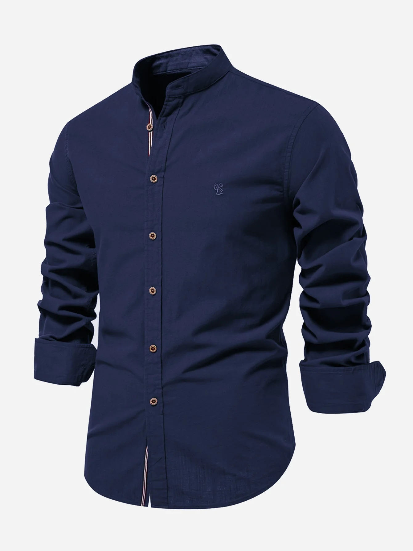 Mathias - Camicia In Lino A Maniche Lunghe Con Colletto Rialzato - Image 8