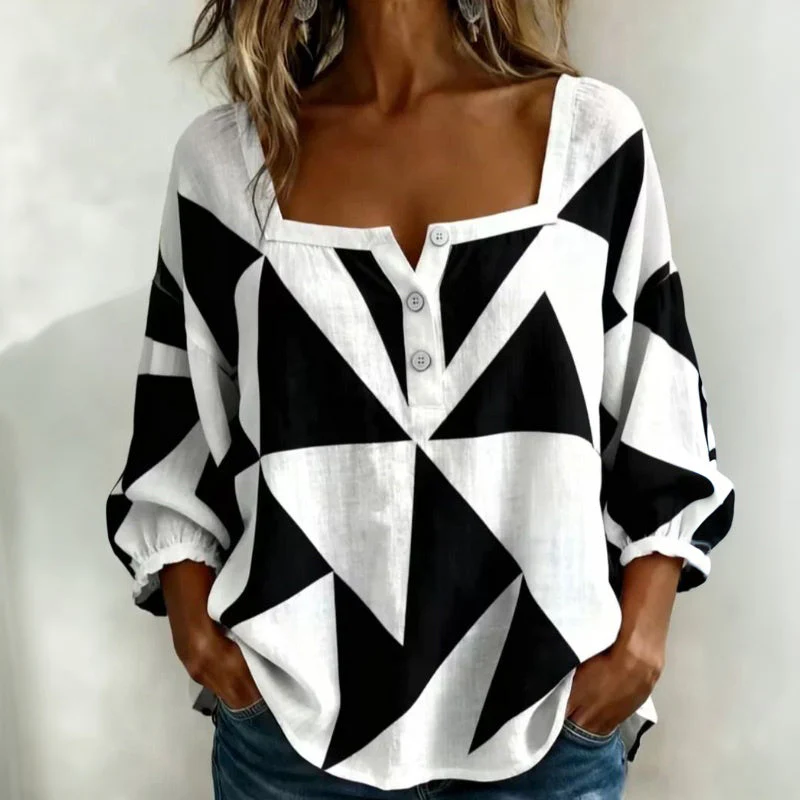 Mayuri - Camicetta Casual a Motivi Geometrici