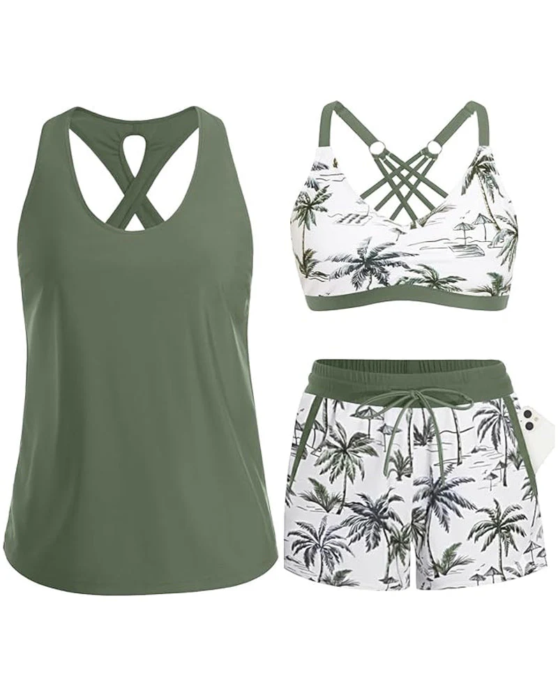 Meaghan - Set Composto Da Tankini a Tre Pezzi E Copricostume