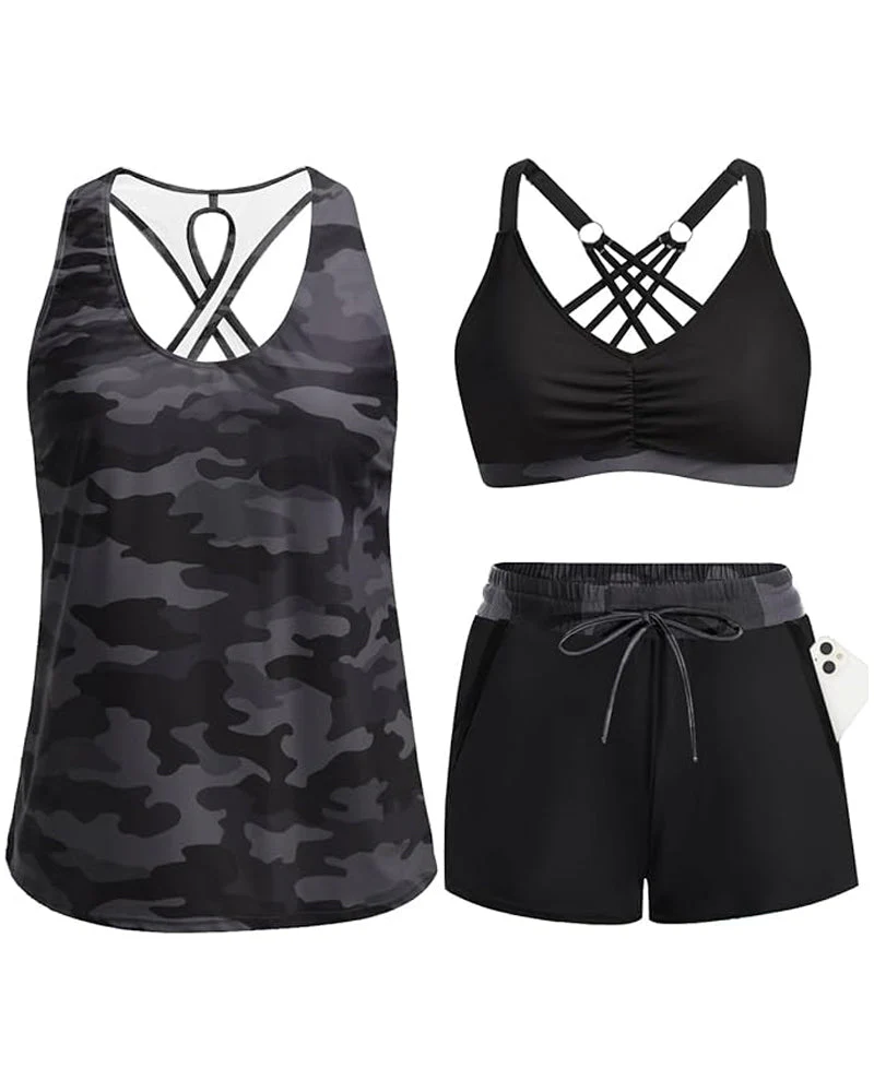 Meaghan - Set Composto Da Tankini a Tre Pezzi E Copricostume - Image 3