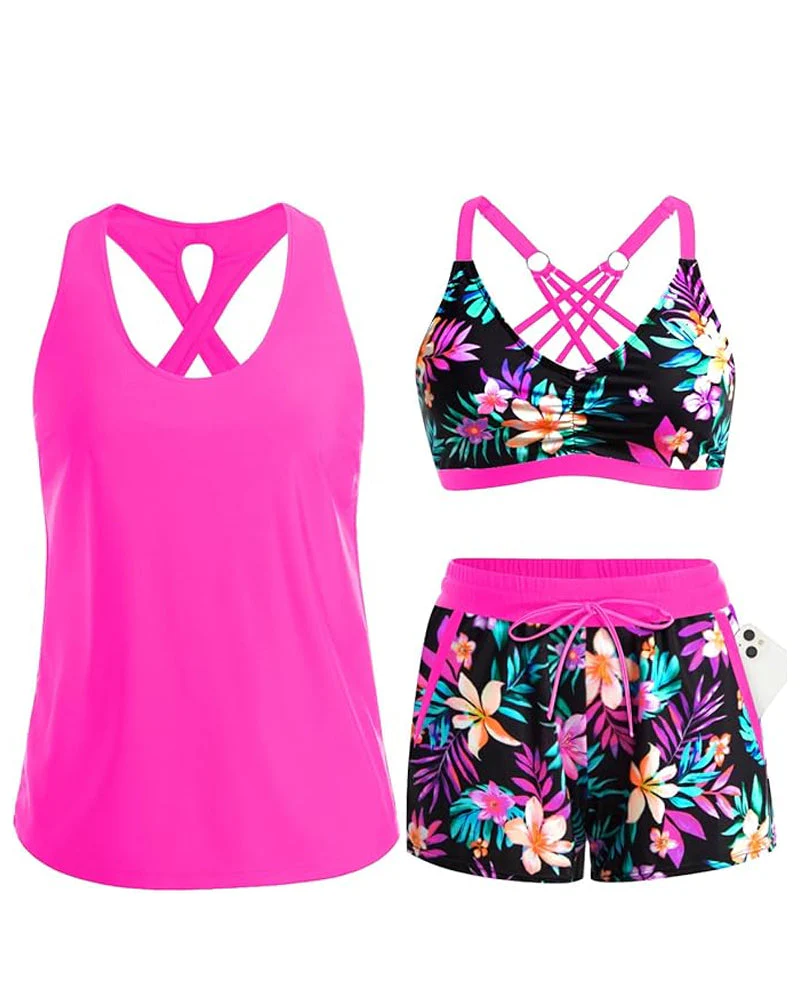 Meaghan - Set Composto Da Tankini a Tre Pezzi E Copricostume - Image 4
