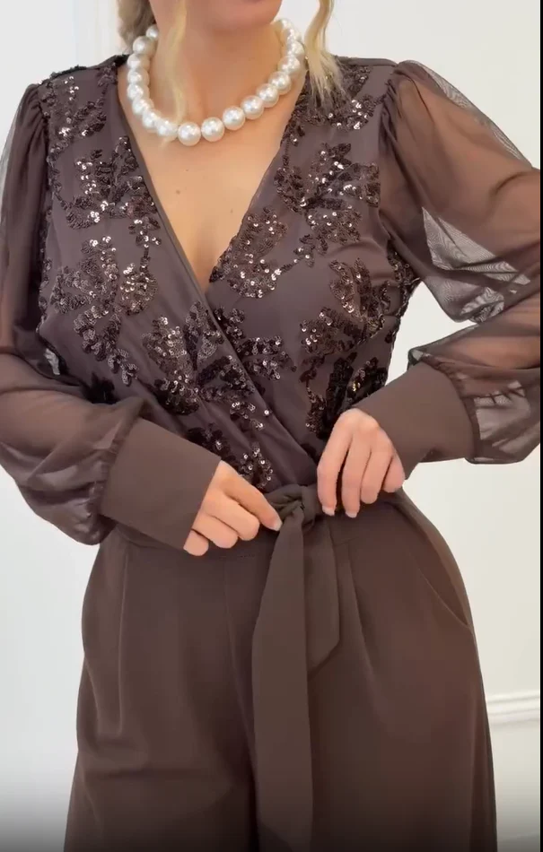 Meira - Tuta Con Maniche Lunghe in Maglia Decorata - Image 11