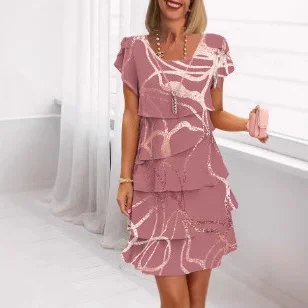 Melinda - Gonna Con Scollo a V e Maniche Corte - Image 5