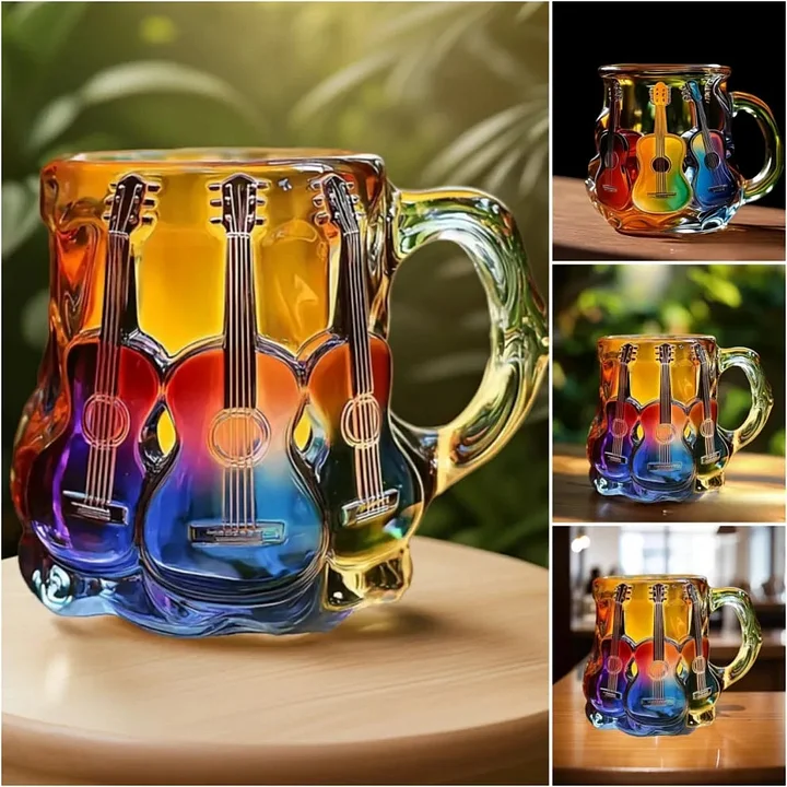 MelodyMug - Tazza con Chitarra in vetro Colorato Arcobaleno - Image 4