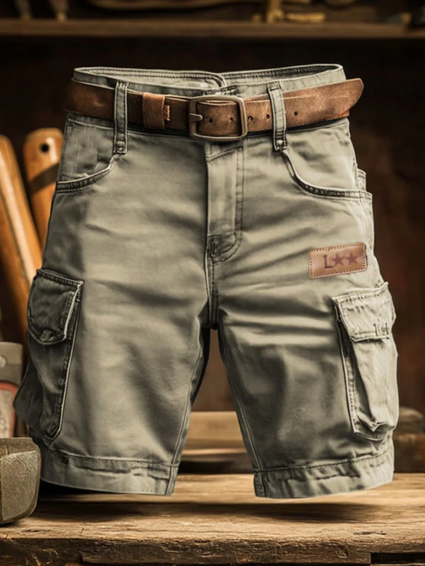 Pantaloncini cargo multiuso da uomo in tessuto ripstop retrò per attività outdoor - Image 3