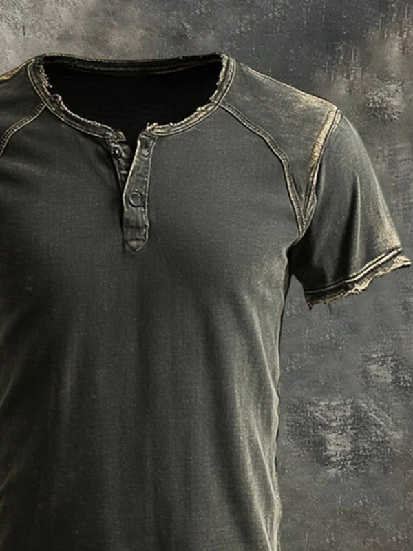 T-Shirt Vintage Da Uomo Con Maniche Corte Effetto Consumato - Image 2