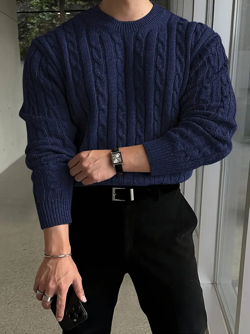 Mergim - Maglione Casual A Maniche Lunghe Lavorato A Maglia - Image 7