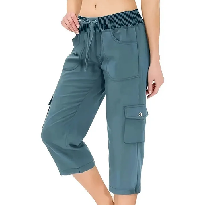 Mileni - Comodi Pantaloni Capri a Vita Alta Con Pratiche Tasche - Image 3