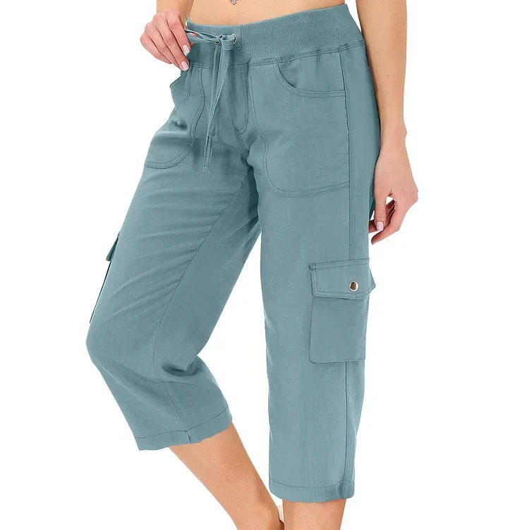 Mileni - Comodi Pantaloni Capri a Vita Alta Con Pratiche Tasche - Image 4