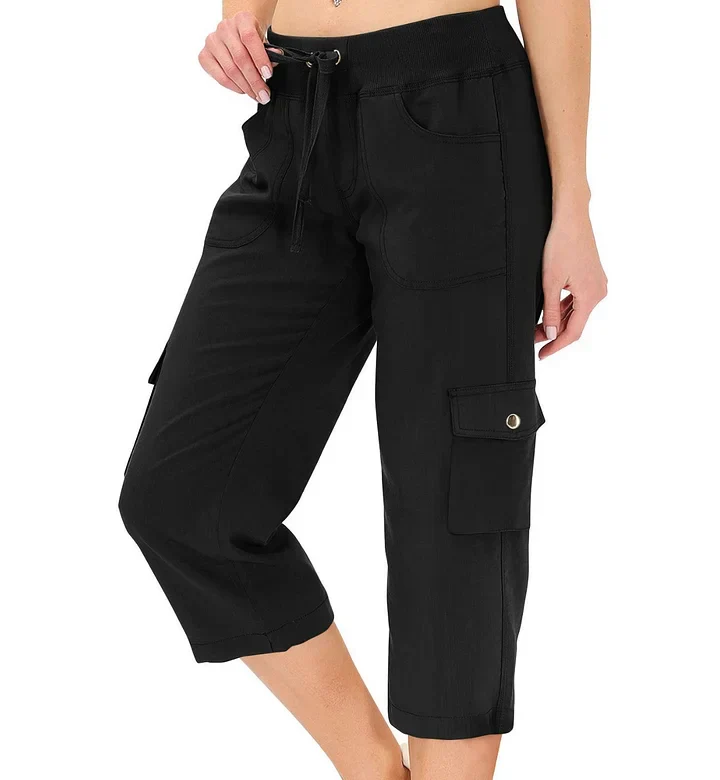 Mileni - Comodi Pantaloni Capri a Vita Alta Con Pratiche Tasche - Image 6