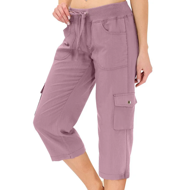 Mileni - Comodi Pantaloni Capri a Vita Alta Con Pratiche Tasche - Image 7