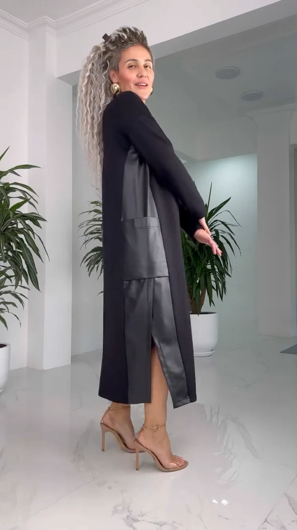 Millie - Abito Patchwork In Pelle Con Tasche - Image 3