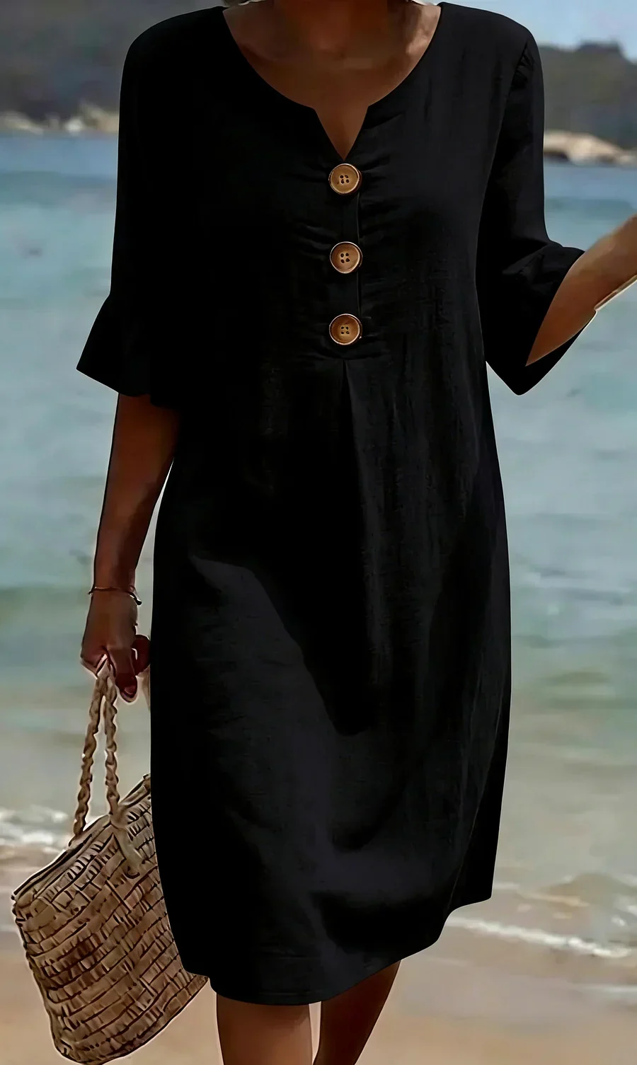 Mlaina - Elegante Abito Midi Con Bottoni - Image 2